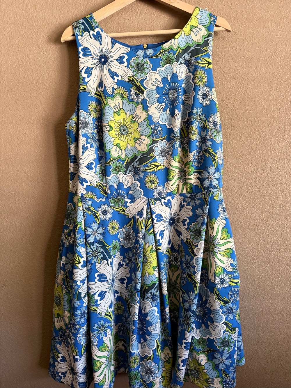Just...Taylor Blue Fit and Flare with Floral Print and Pockets Dress Size 16W